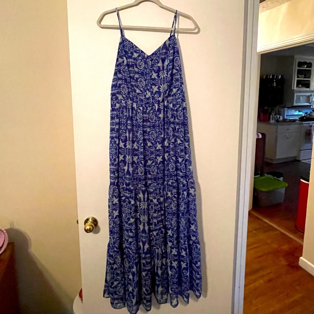 Blue and white Mexican print maxi dress.
